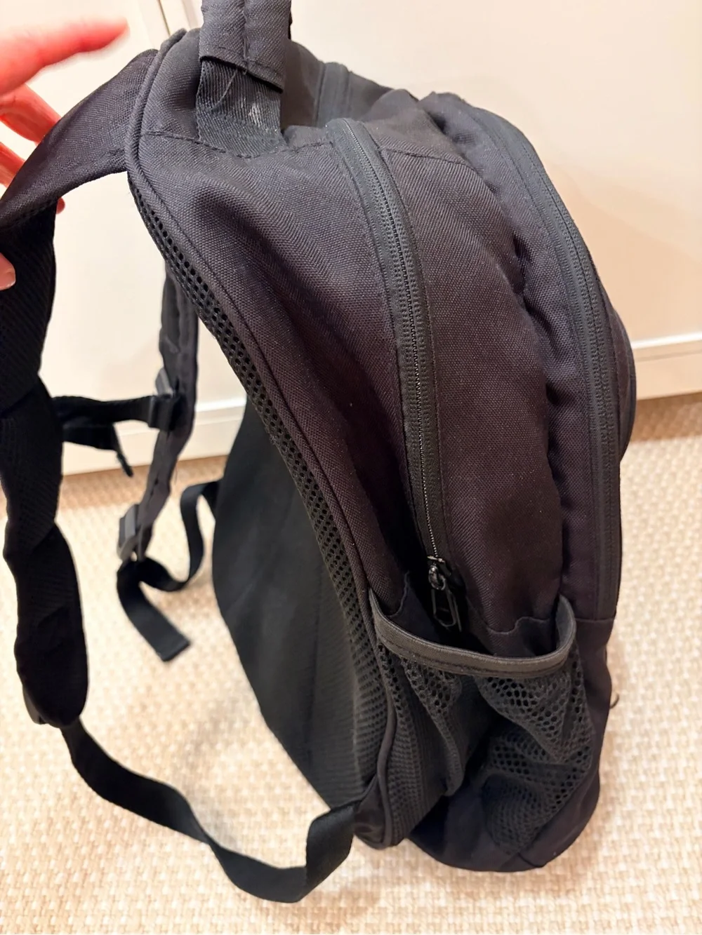 Pottery Barn Teen Black Backpack with Neon Yellow Logo